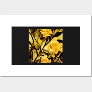 Golden rose watercolor rose Posters and Art